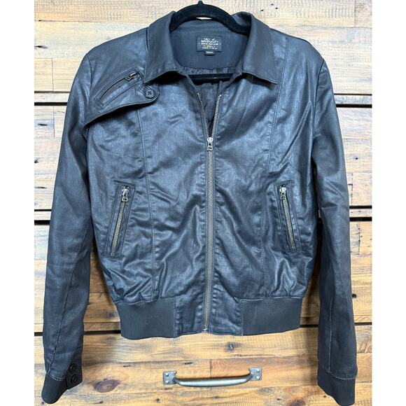 CULT OF INDIVIDUALITY Women's Moto Black Bomber Jacket Sz S - Picture 2 of 10